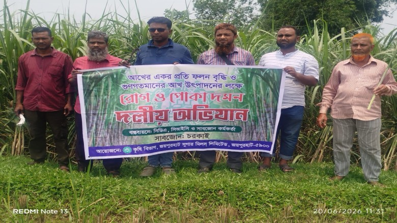 রোগ-পোকা দমনে জয়পুরহাট চিনিকলের বিশেষ অভিযান, আখের ফলন বৃদ্ধ